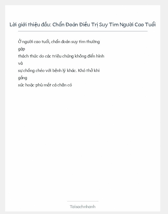 Trích đoạn Chẩn Đoán Điều Trị Suy Tim Người Cao Tuổi