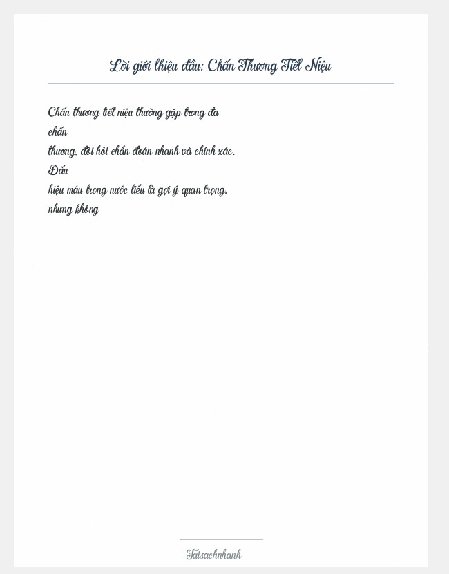 Trích đoạn Chấn Thương Tiết Niệu