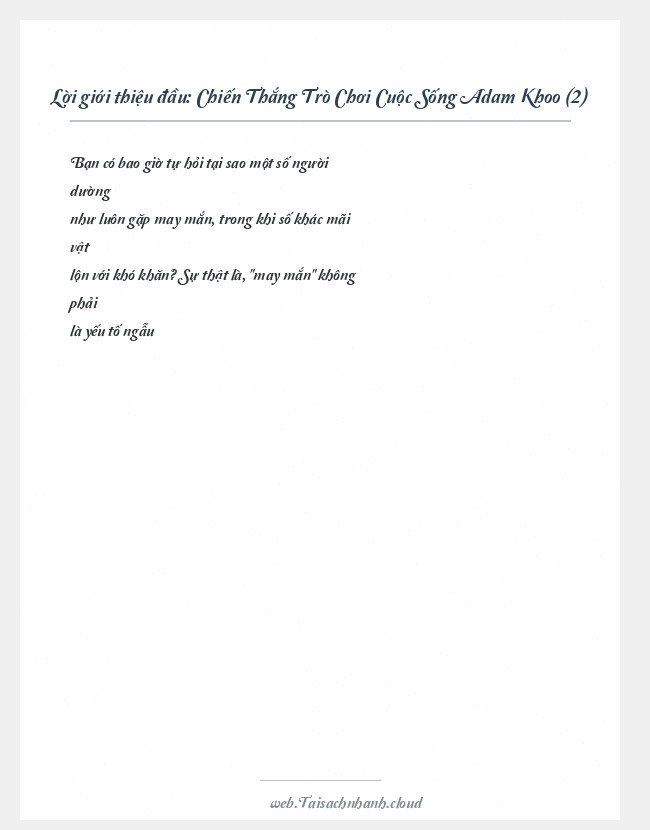 Trích đoạn Chiến Thắng Trò Chơi Cuộc Sống Adam Khoo (2)