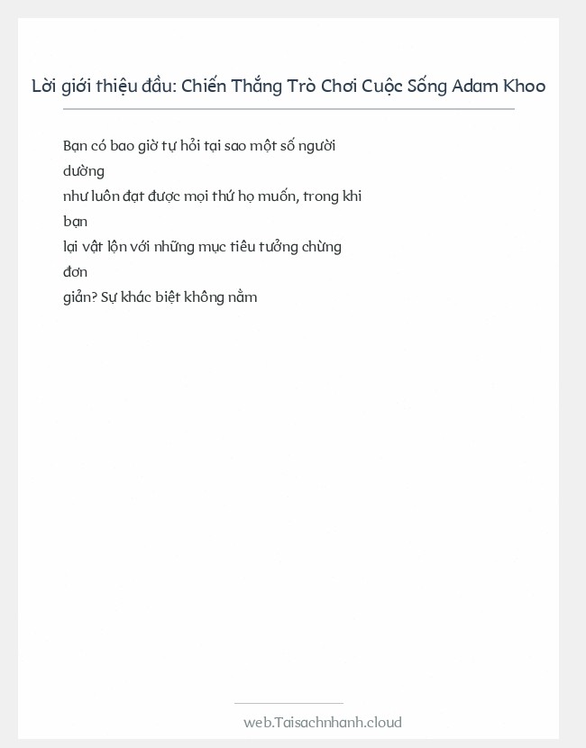 Trích đoạn Chiến Thắng Trò Chơi Cuộc Sống Adam Khoo