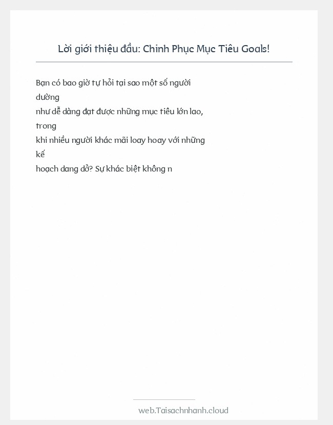 Trích đoạn Chinh Phục Mục Tiêu Goals!