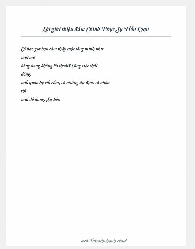 Trích đoạn Chinh Phục Sự Hỗn Loạn