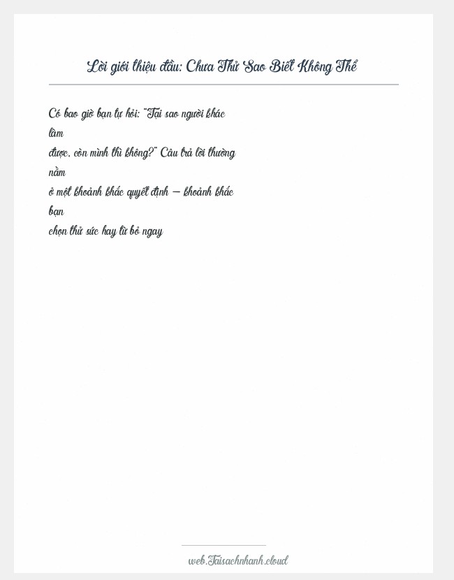 Trích đoạn Chưa Thử Sao Biết Không Thể