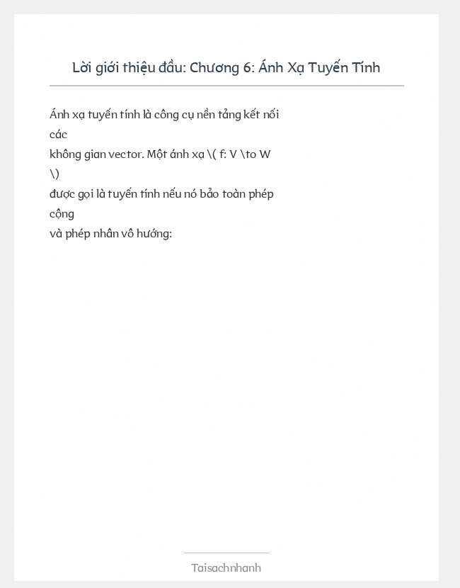 Trích đoạn Chương 6: Ánh Xạ Tuyến Tính