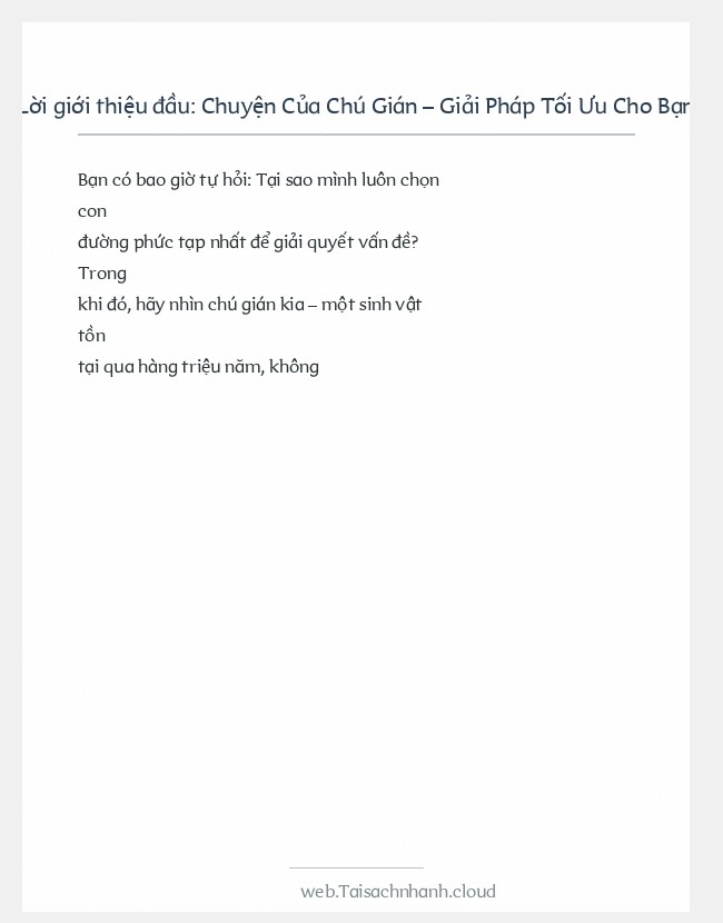 Trích đoạn Chuyện Của Chú Gián – Giải Pháp Tối Ưu Cho Bạn