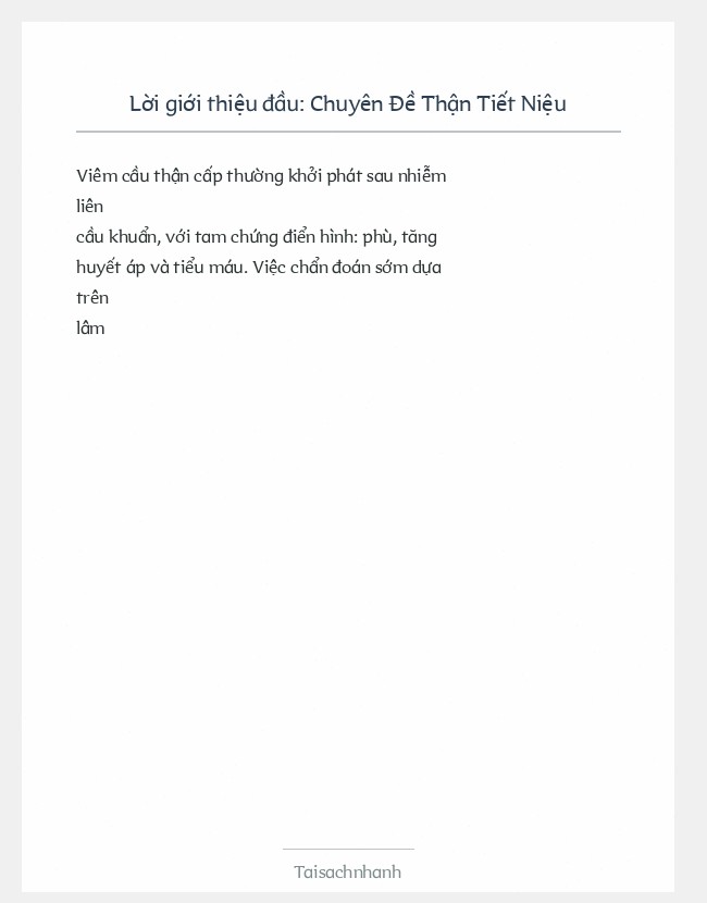 Trích đoạn Chuyên Đề Thận Tiết Niệu