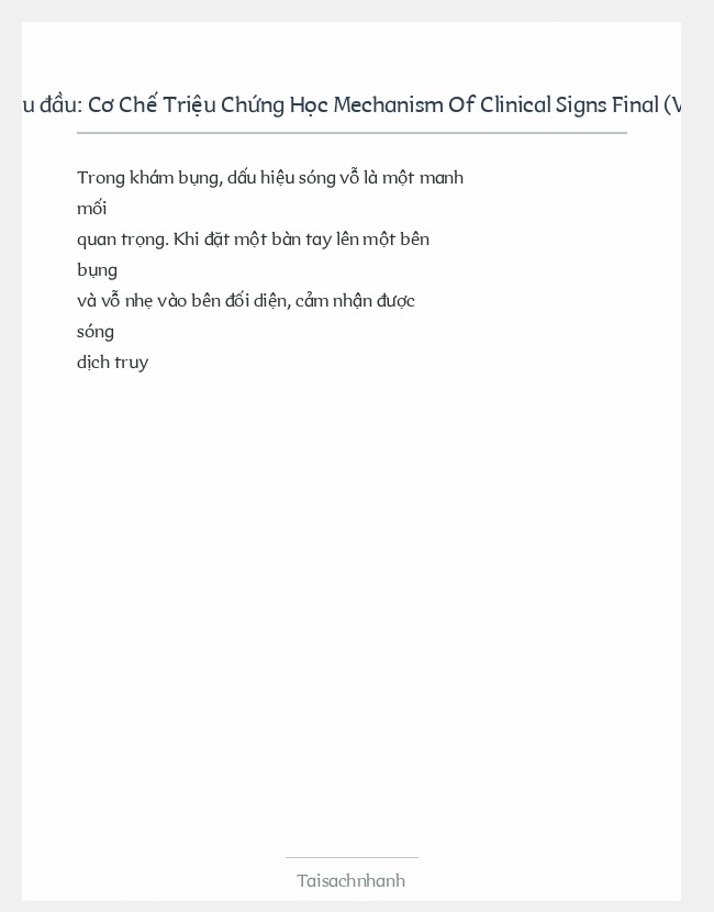 Trích đoạn Cơ Chế Triệu Chứng Học Mechanism Of Clinical Signs Final (Vietnamese)