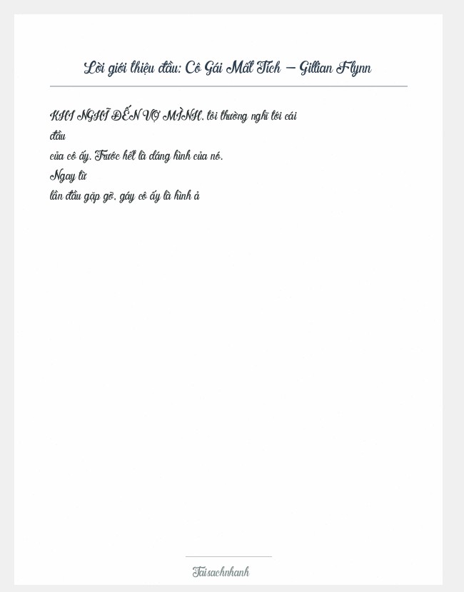 Trích đoạn Cô Gái Mất Tích - Gillian Flynn