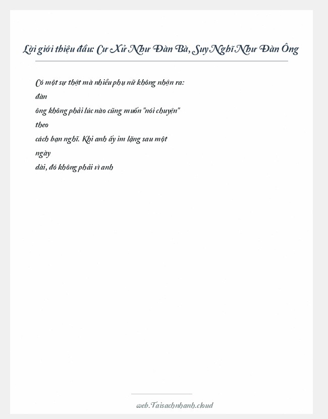 Trích đoạn Cư Xử Như Đàn Bà, Suy Nghĩ Như Đàn Ông