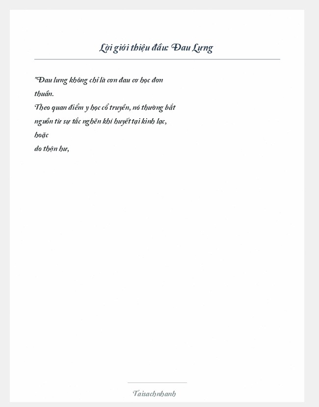 Trích đoạn Đau Lưng