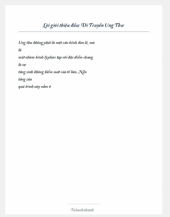 Trích đoạn Di Truyền Ung Thư