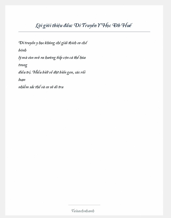 Trích đoạn Di Truyền Y Học Đh Huế