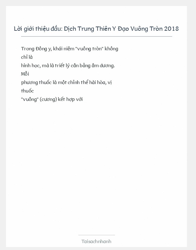 Trích đoạn Dịch Trung Thiên Y Đạo Vuông Tròn 2018