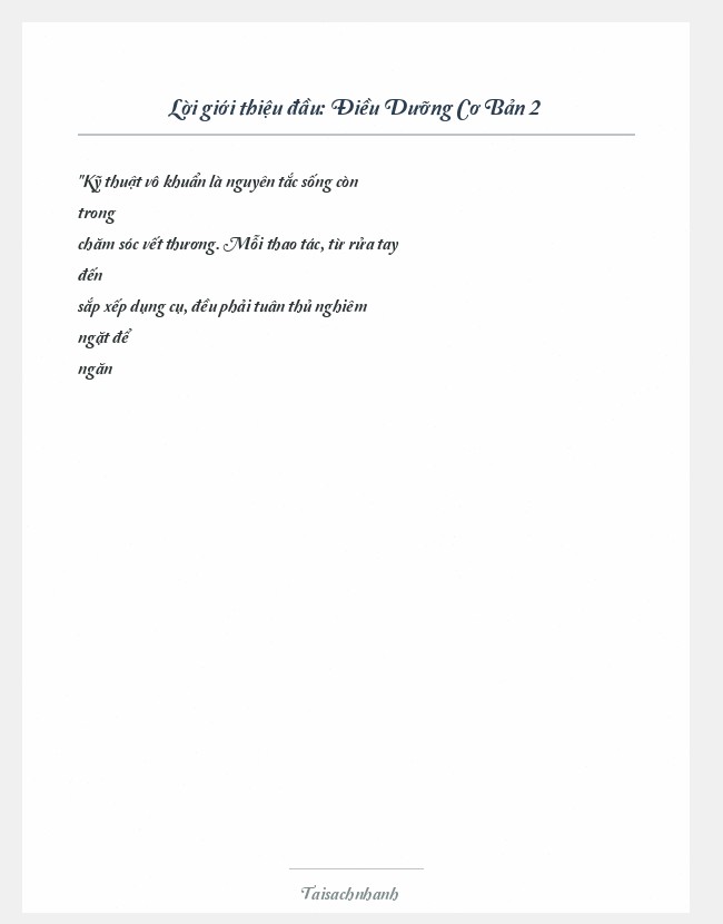 Trích đoạn Điều Dưỡng Cơ Bản 2