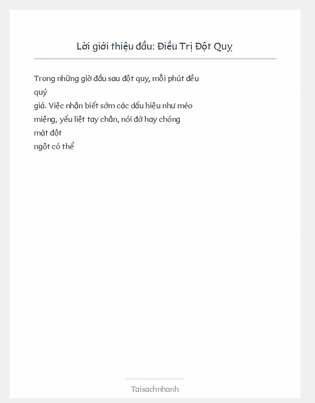 Trích đoạn Điều Trị Đột Quỵ