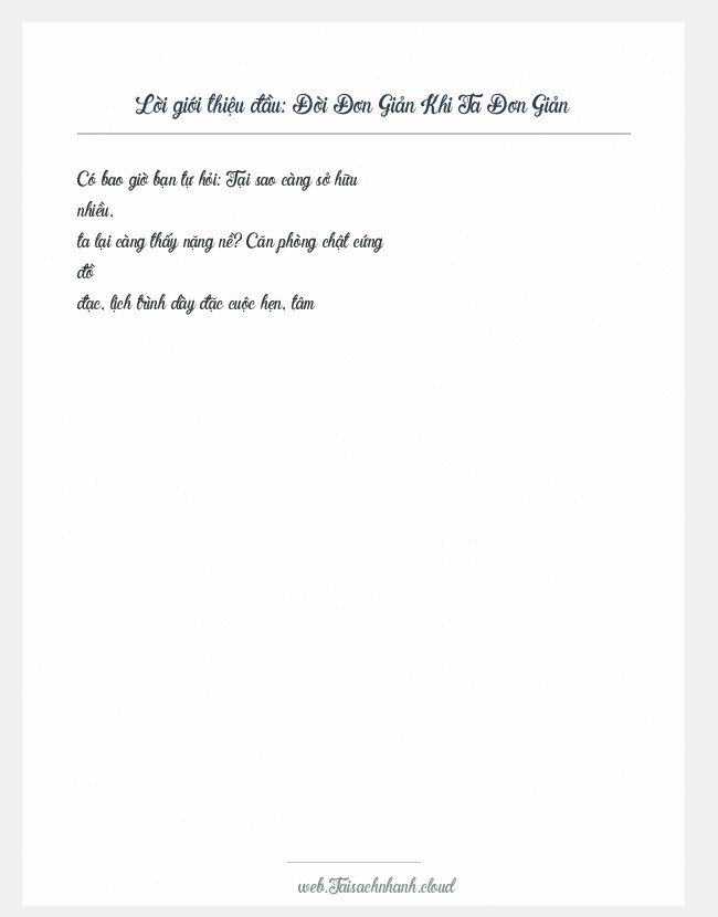 Trích đoạn Đời Đơn Giản Khi Ta Đơn Giản