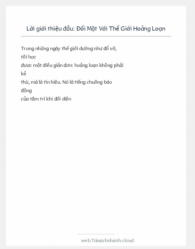 Trích đoạn Đối Mặt Với Thế Giới Hoảng Loạn