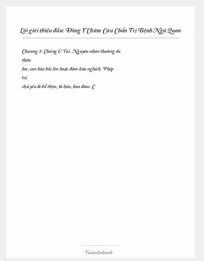 Trích đoạn Đông Y Châm Cứu Chẩn Trị Bệnh Ngũ Quan