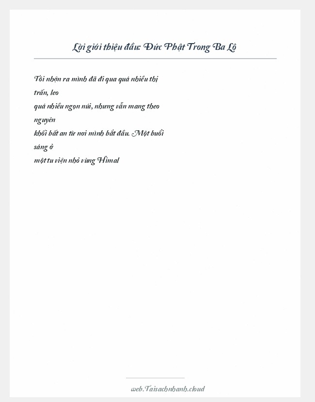 Trích đoạn Đức Phật Trong Ba Lô