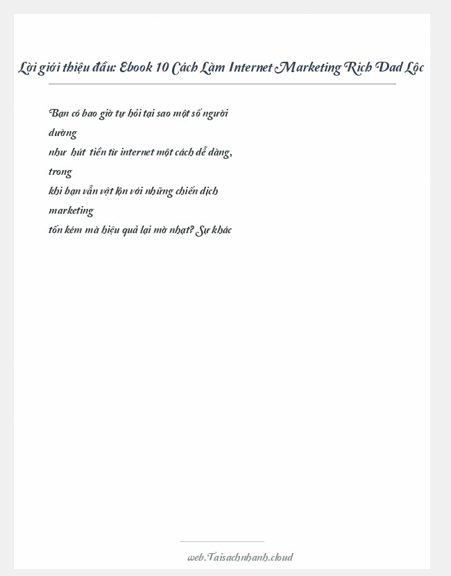 Trích đoạn Ebook 10 Cách Làm Internet Marketing Rich Dad Lộc