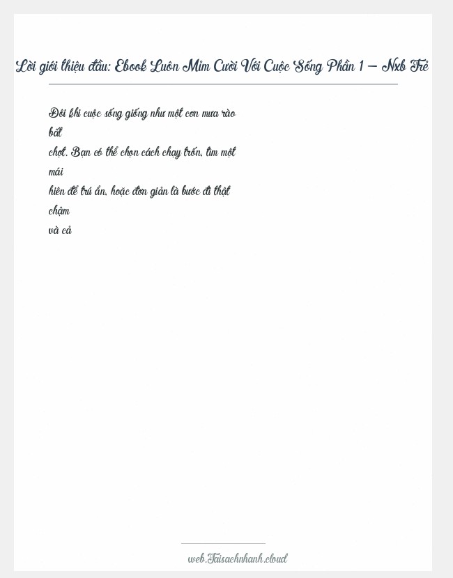Trích đoạn Ebook Luôn Mỉm Cười Với Cuộc Sống Phần 1 - Nxb Trẻ