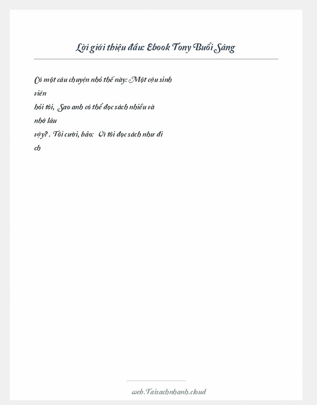 Trích đoạn Ebook Tony Buổi Sáng