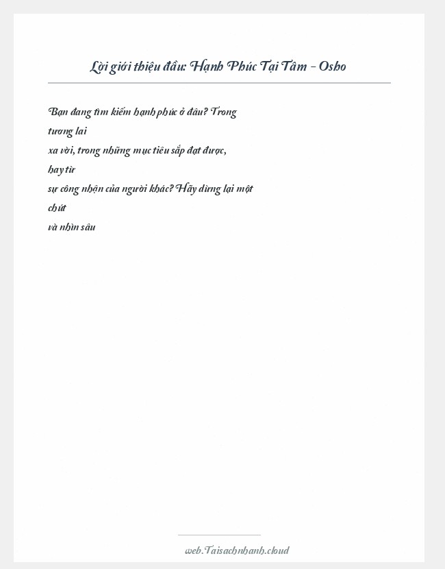 Trích đoạn Hạnh Phúc Tại Tâm - Osho