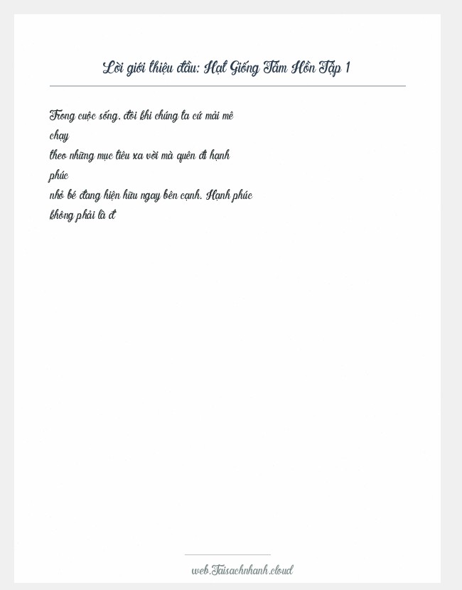 Trích đoạn Hạt Giống Tâm Hồn Tập 1
