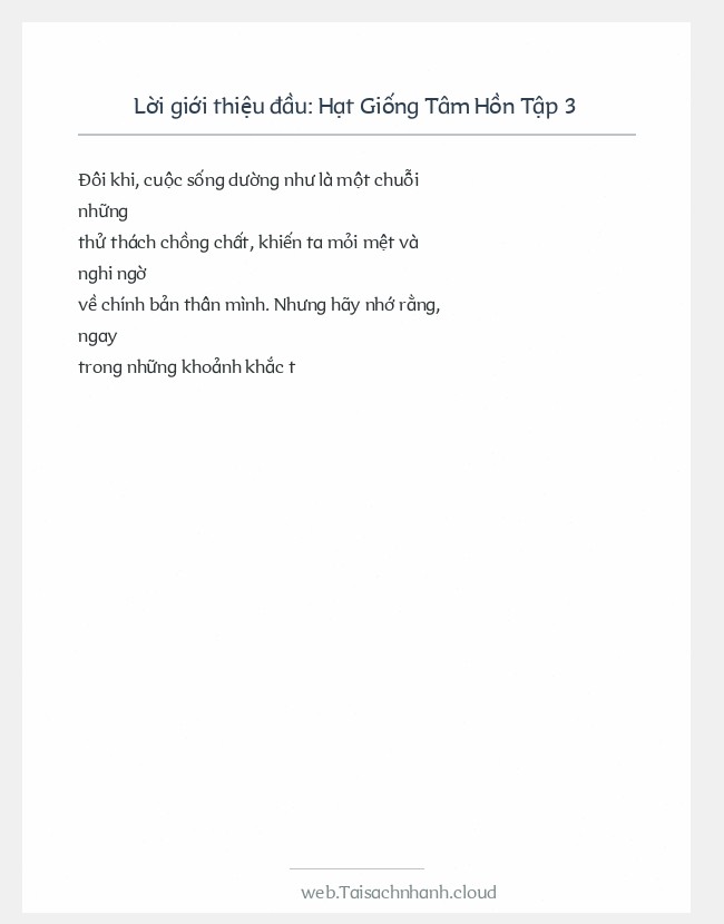 Trích đoạn Hạt Giống Tâm Hồn Tập 3