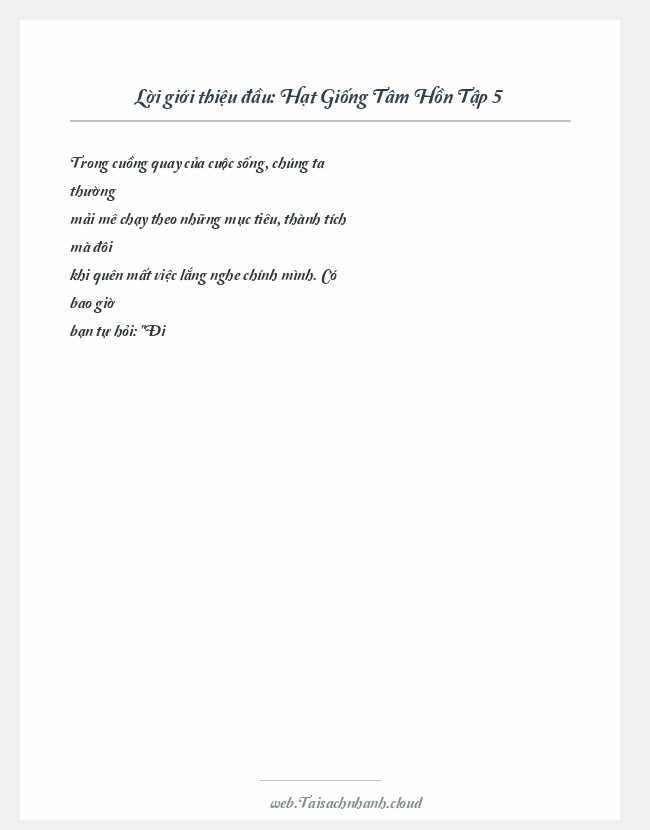 Trích đoạn Hạt Giống Tâm Hồn Tập 5