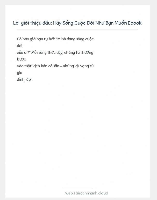 Trích đoạn Hãy Sống Cuộc Đời Như Bạn Muốn Ebook