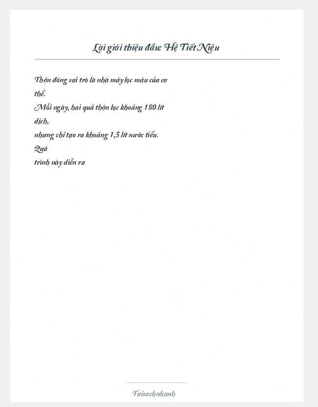 Trích đoạn Hệ Tiết Niệu