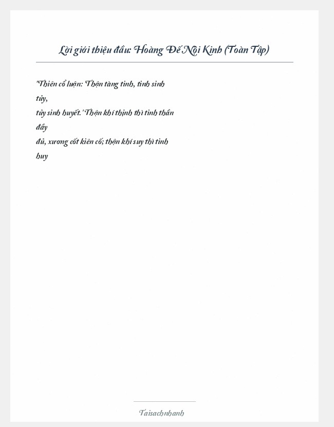 Trích đoạn Hoàng Đế Nội Kinh (Toàn Tập)