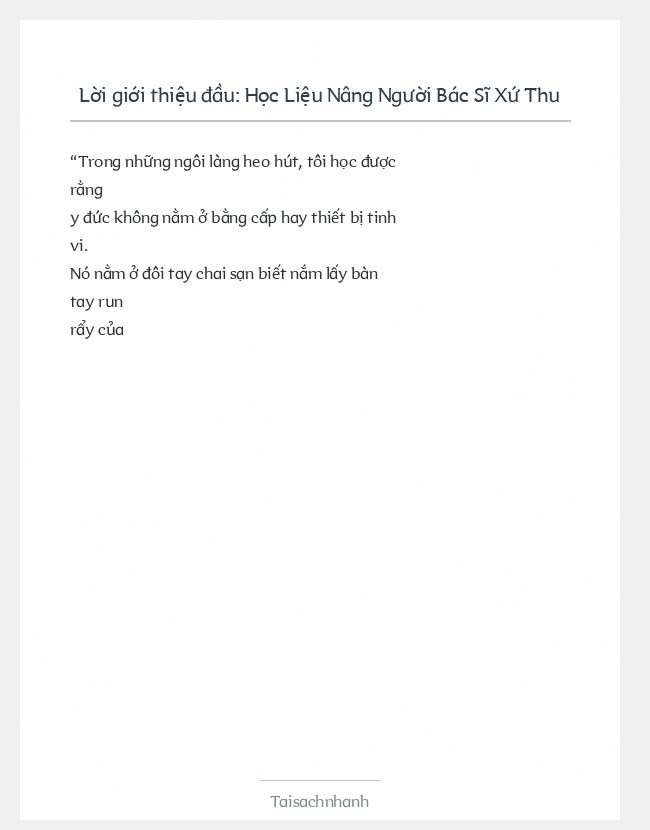 Trích đoạn Học Liệu Nâng Người Bác Sĩ Xứ Thu