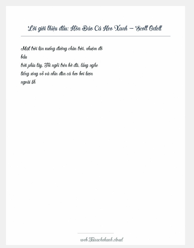 Trích đoạn Hòn Đảo Cá Heo Xanh - Scott Odell