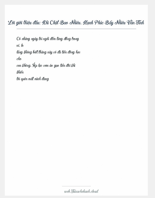 Trích đoạn Khi Chật Bao Nhiêu, Hạnh Phúc Bấy Nhiêu Vẫn Tình