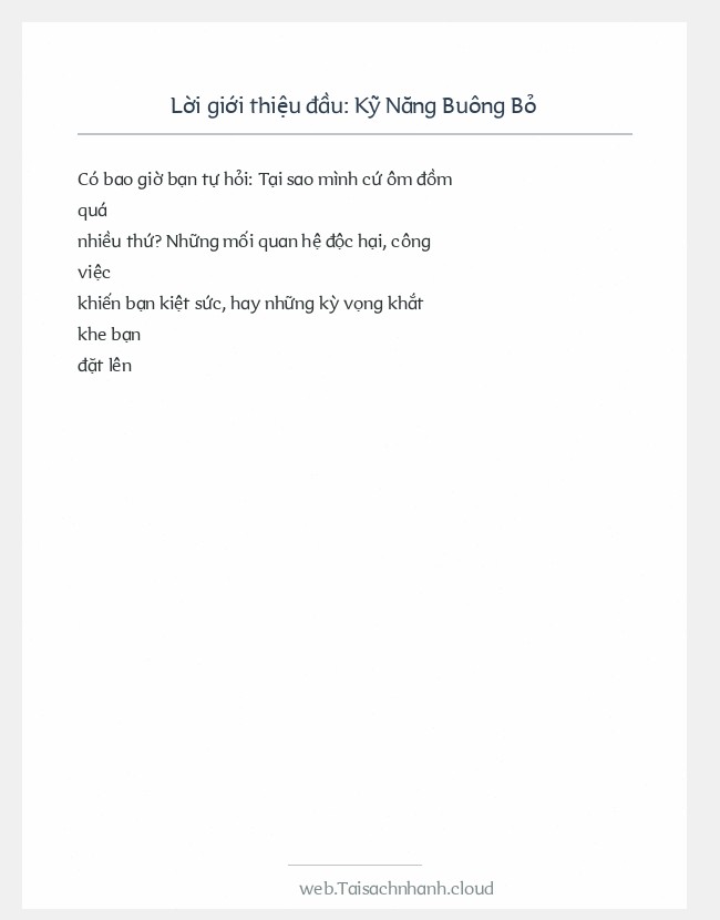 Trích đoạn Kỹ Năng Buông Bỏ