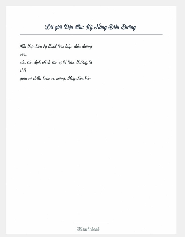 Trích đoạn Kỹ Năng Điều Dưỡng