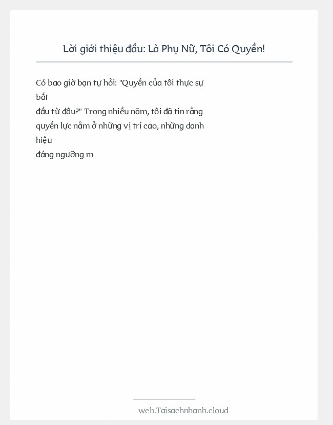 Trích đoạn Là Phụ Nữ, Tôi Có Quyền!