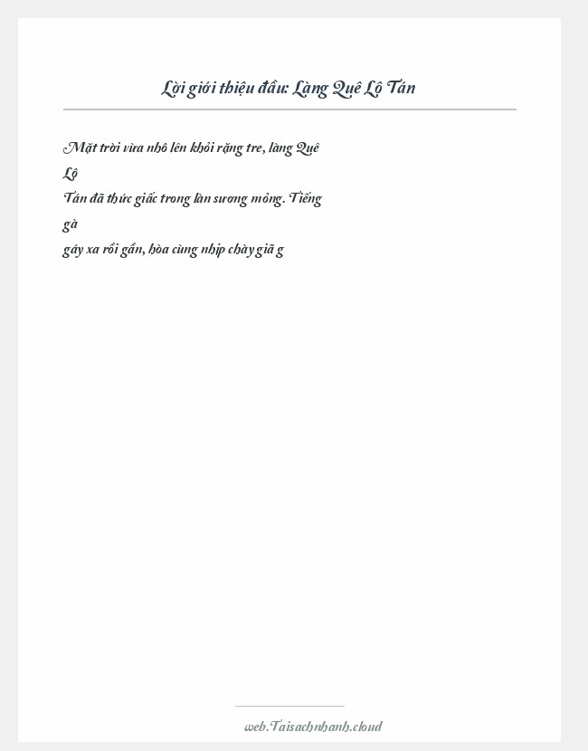 Trích đoạn Làng Quê Lộ Tán