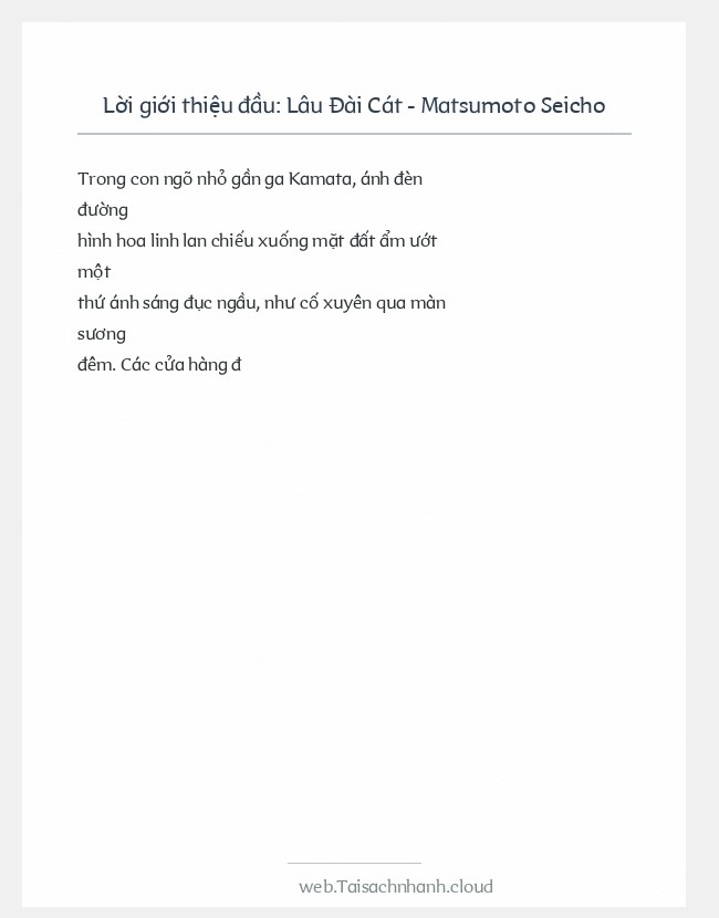 Trích đoạn Lâu Đài Cát - Matsumoto Seicho