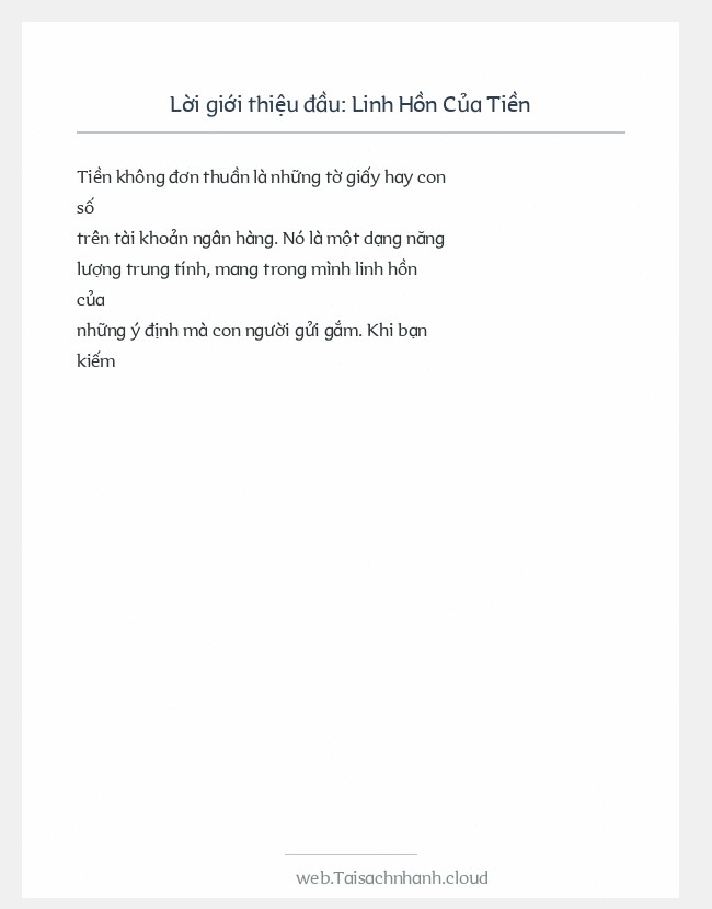 Trích đoạn Linh Hồn Của Tiền