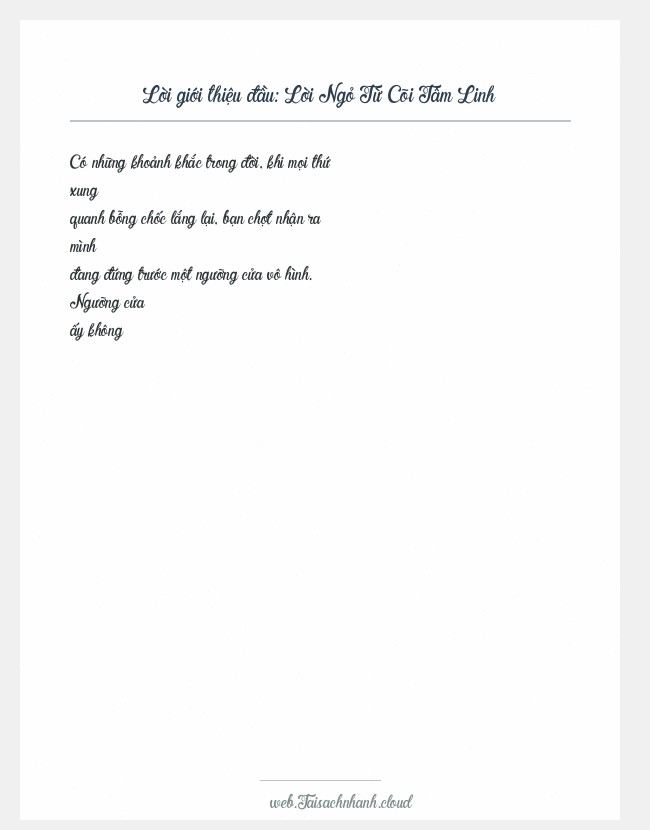 Trích đoạn Lời Ngỏ Từ Cõi Tâm Linh