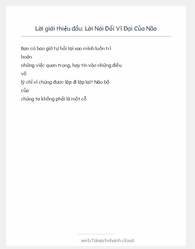 Trích đoạn Lời Nói Dối Vĩ Đại Của Não