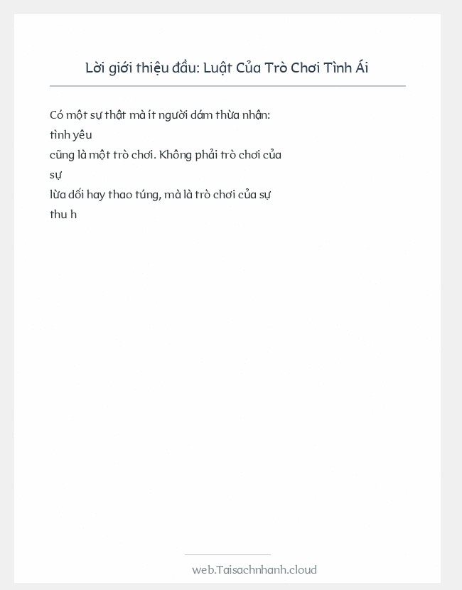 Trích đoạn Luật Của Trò Chơi Tình Ái