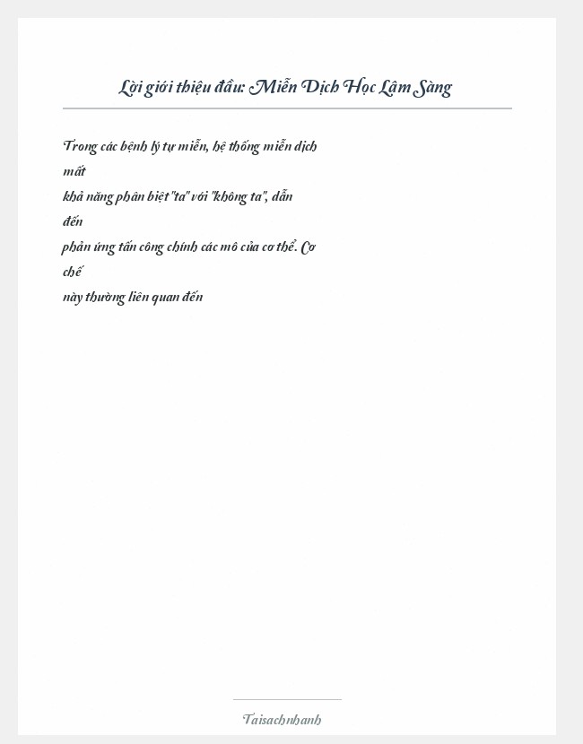 Trích đoạn Miễn Dịch Học Lâm Sàng