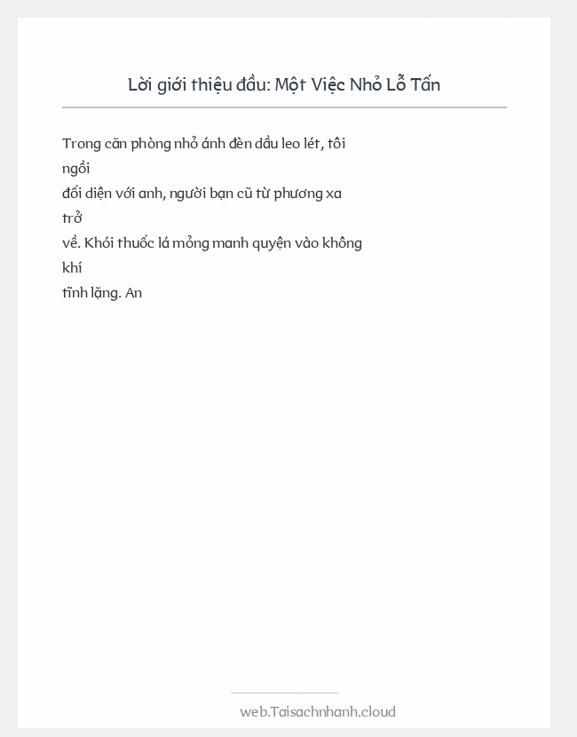 Trích đoạn Một Việc Nhỏ Lỗ Tấn