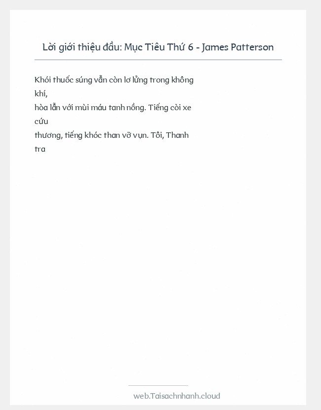 Trích đoạn Mục Tiêu Thứ 6 - James Patterson