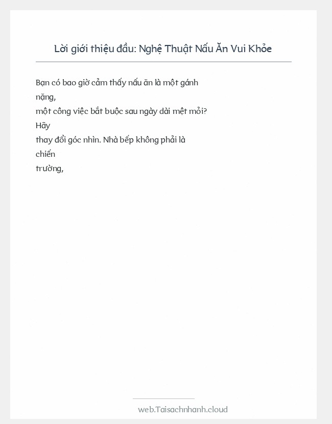 Trích đoạn Nghệ Thuật Nấu Ăn Vui Khỏe