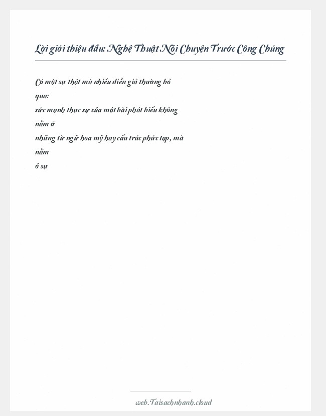 Trích đoạn Nghệ Thuật Nói Chuyện Trước Công Chúng